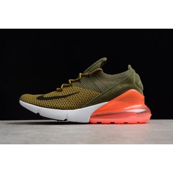 Mens and WMNS Nike Air Max 270 Flyknit Army Green Dark Green/Black/Red Shoes
